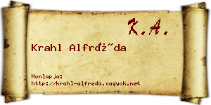 Krahl Alfréda névjegykártya